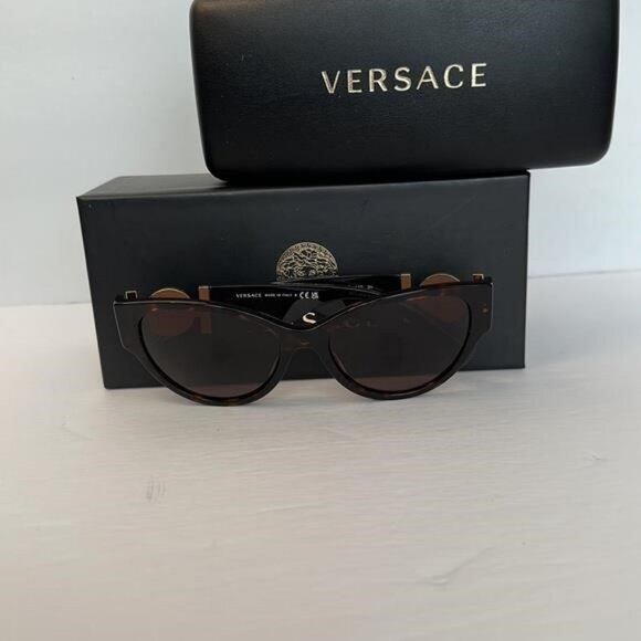 VERSACE Ladies Transparent Brown Cat-Eye Sunglasses - Picture 2 of 12
